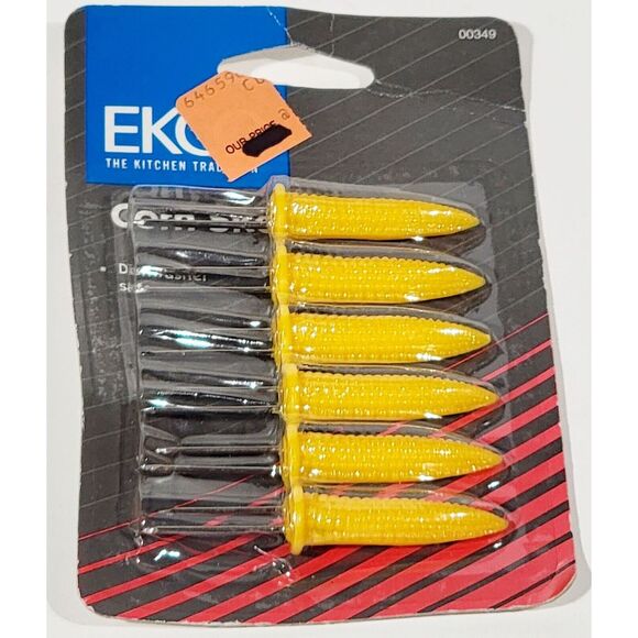 Vintage Ekco Corn On The Cob Holders Prongs Skewers Forks 6 Pieces Sealed NEW - Picture 4 of 9